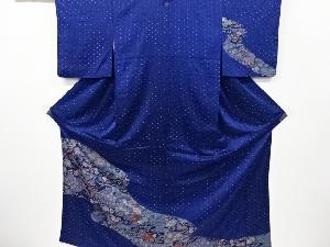 絞り霞取りに草花模様一つ紋訪問着